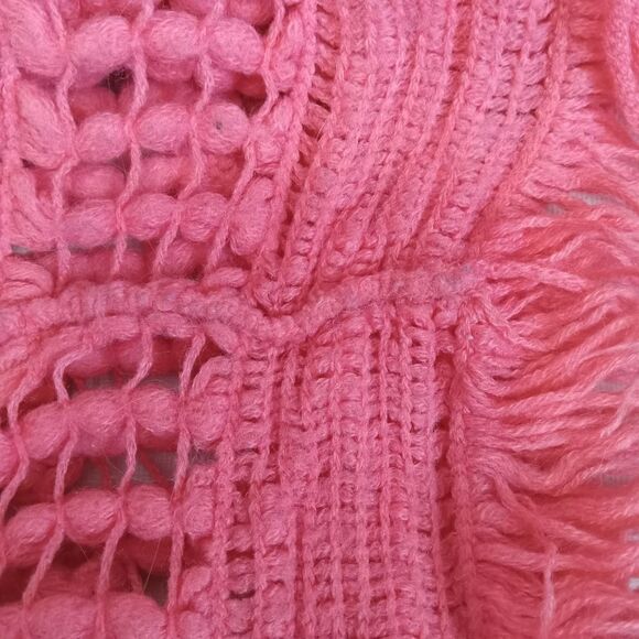 Pink & Beige Open Knit Fringe Lightweight Acrylic Infinity Scarves Bundle of 2 - Picture 11 of 12